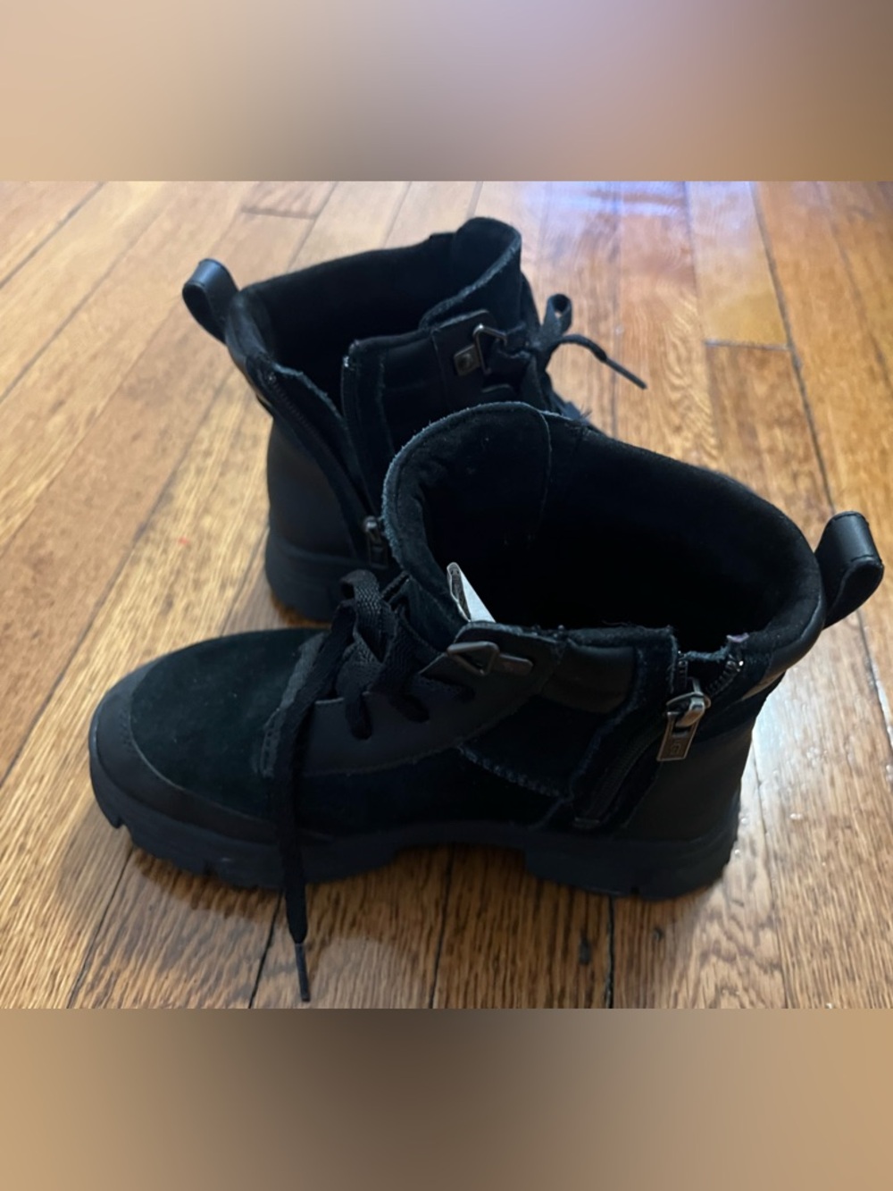 UGG Black Kids Lace-Up Chunky Combat Boot - Picture 4 of 6